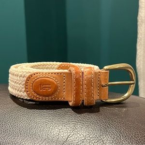 Vtg Liz Claiborne Leather Woven Cotton Jute Belt M